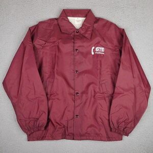 Vintage Windbreaker Snap Jacket Mens Large Maroon GTE Payphones 80s Made in USA